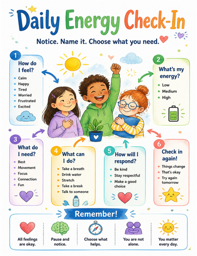 Daily Energy Check-In I Educational Poster I Classroom Decor
