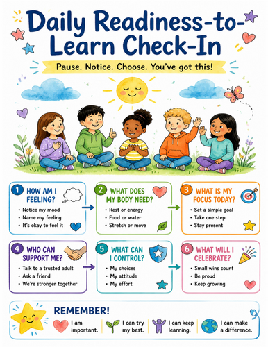 Daily Readiness-to-Learn Check-In I Educational Poster I Classroom Decor