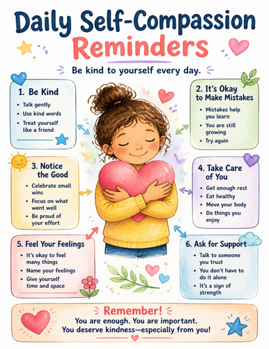 Daily Self-Compassion Reminders I Educational Poster I Classroom Decor