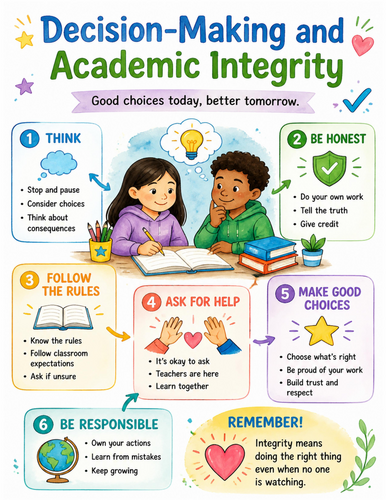Decision-Making and Academic Integrity I Educational Poster I Classroom Decor