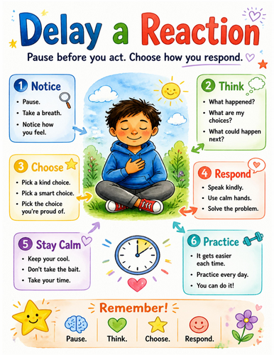Delay a Reaction I Educational Poster I Classroom Decor