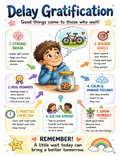 Delay Gratification I Educational Poster I Classroom Decor
