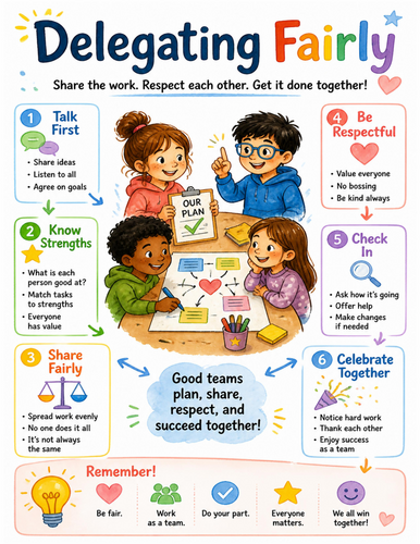 Delegating Fairly I Educational Poster I Classroom Decor
