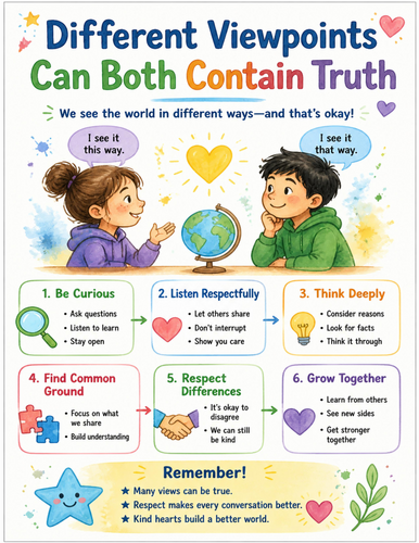 Different Viewpoints Can Both Contain Truth I Educational Poster I Classroom Decor