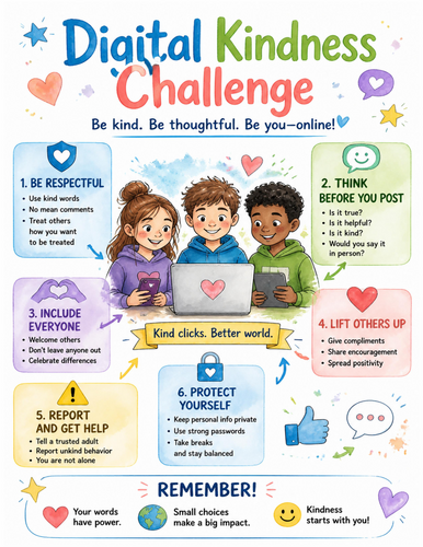Digital Kindness Challenge I Educational Poster I Classroom Decor