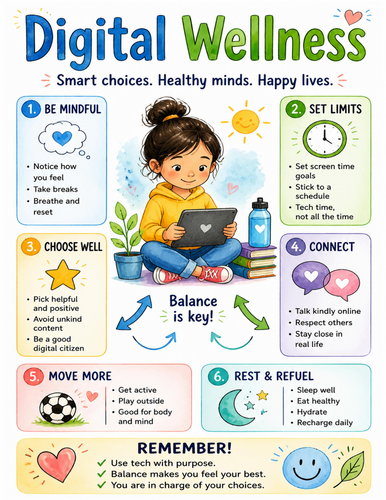 Digital Wellness I Educational Poster I Classroom Decor