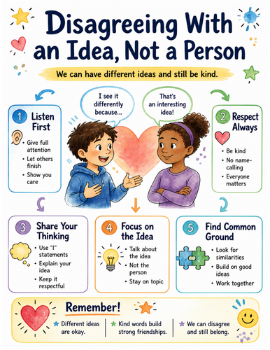 Disagreeing With an Idea, Not a Person I Educational Poster I Classroom Decor