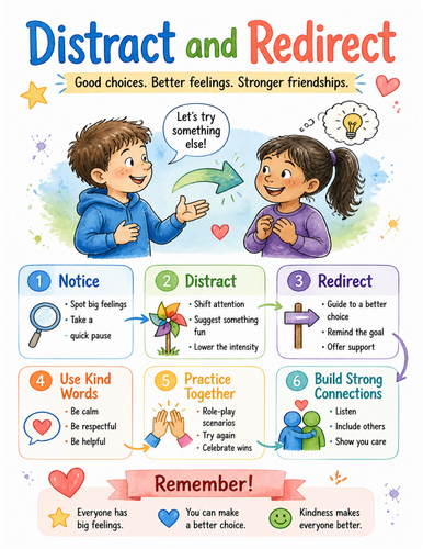 Distract and Redirect I Educational Poster I Classroom Decor