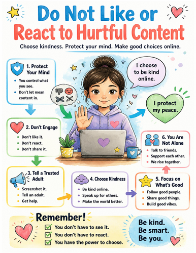Do Not Like or React to Hurtful Content I Educational Poster I Classroom Decor