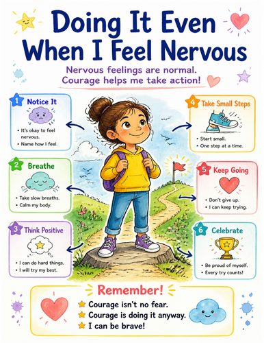 Doing It Even When I Feel Nervous I Educational Poster I Classroom Decor