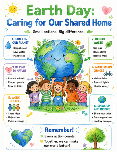 Earth Day Caring for Our Shared Home I Educational Poster I Classroom Decor