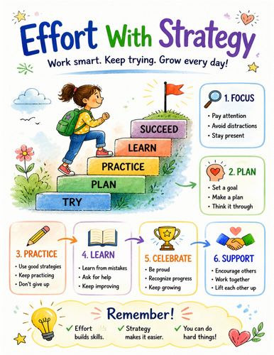 Effort With Strategy I Educational Poster I Classroom Decor