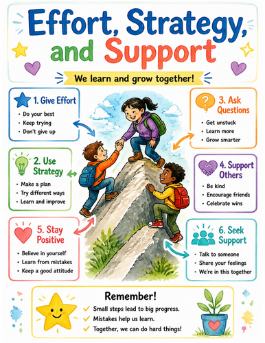Effort, Strategy, and Support I Educational Poster I Classroom Decor
