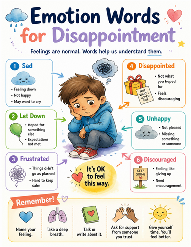 Emotion Words for Disappointment I Educational Poster I Classroom Decor