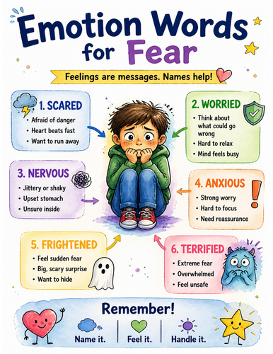Emotion Words for Fear I Educational Poster I Classroom Decor