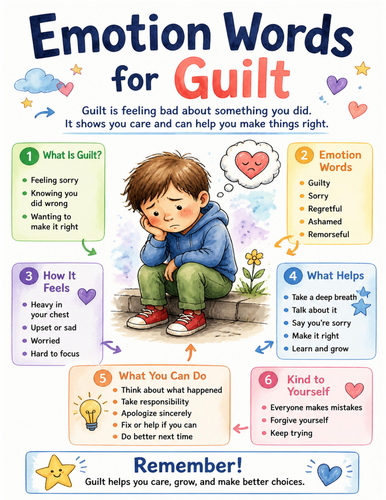 Emotion Words for Guilt I Educational Poster I Classroom Decor