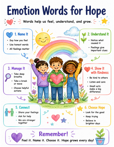 Emotion Words for Hope I Educational Poster I Classroom Decor