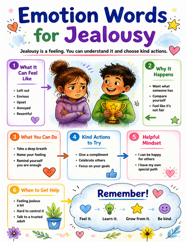 Emotion Words for Jealousy I Educational Poster I Classroom Decor