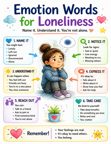 Emotion Words for Loneliness I Educational Poster I Classroom Decor