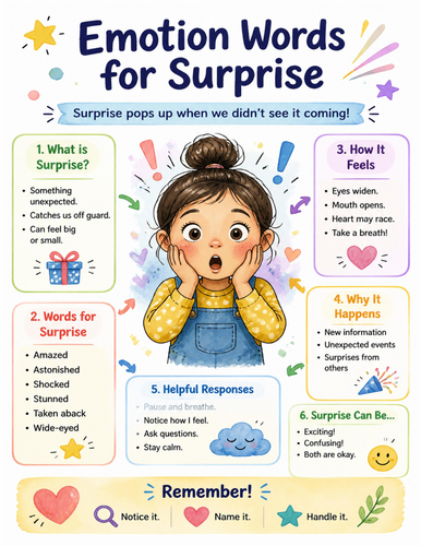 Emotion Words for Surprise I Educational Poster I Classroom Decor