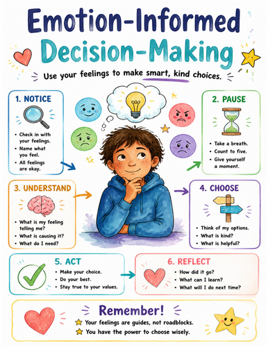 Emotion-Informed Decision-Making I Educational Poster I Classroom Decor