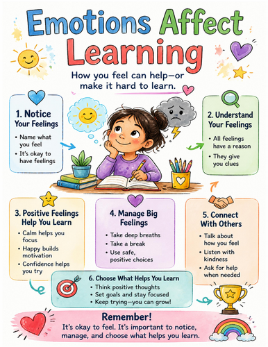 Emotions Affect Learning I Educational Poster I Classroom Decor