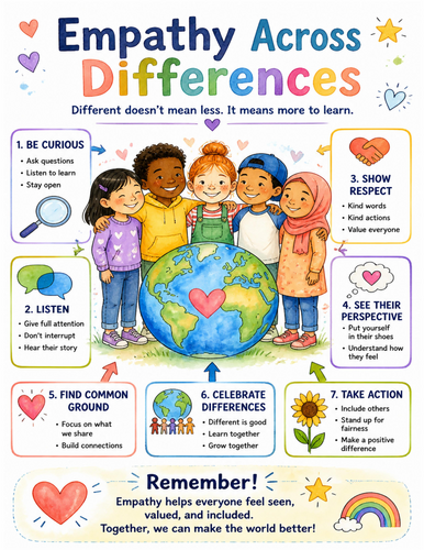 Empathy Across Differences I Educational Poster I Classroom Decor