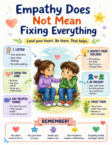 Empathy Does Not Mean Fixing Everything I Educational Poster I Classroom Decor