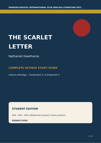 Complete 50-page study guide to Nathaniel Hawthorne’s The Scarlet Letter