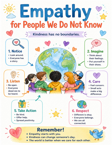 Empathy for People We Do Not Know I Educational Poster I Classroom Decor