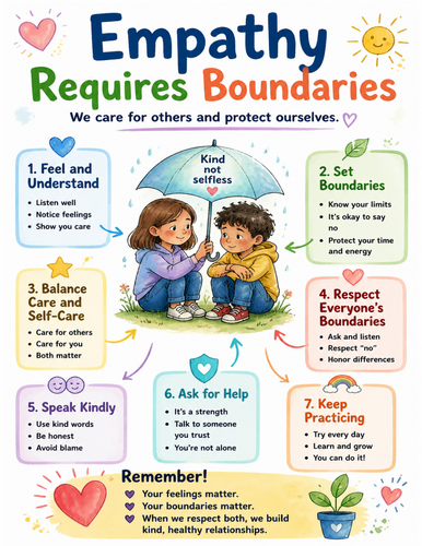 Empathy Requires Boundaries I Educational Poster I Classroom Decor
