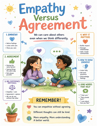Empathy Versus Agreement I Educational Poster I Classroom Decor