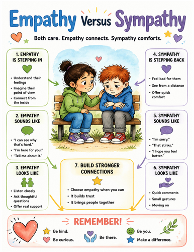 Empathy Versus Sympathy I Educational Poster I Classroom Decor