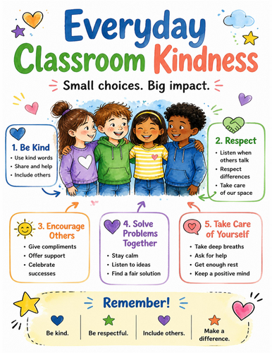 Everyday Classroom Kindness I Educational Poster I Classroom Decor