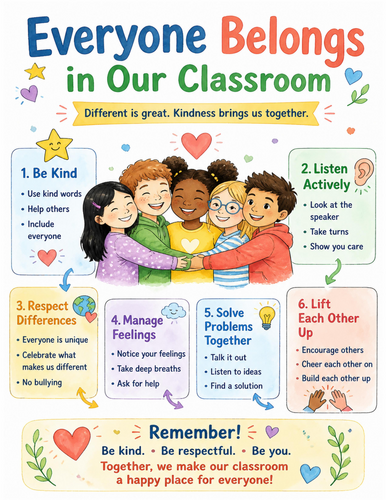 Everyone Belongs in Our Classroom I Educational Poster I Classroom Decor