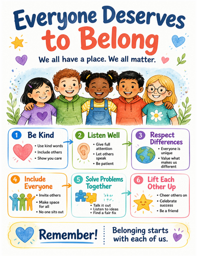 Everyone Deserves to Belong I Educational Poster I Classroom Decor