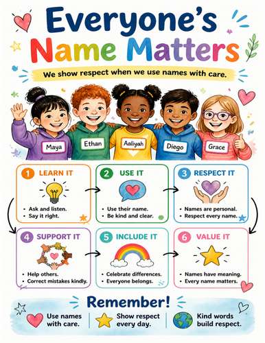 Everyone’s Name Matters I Educational Poster I Classroom Decor