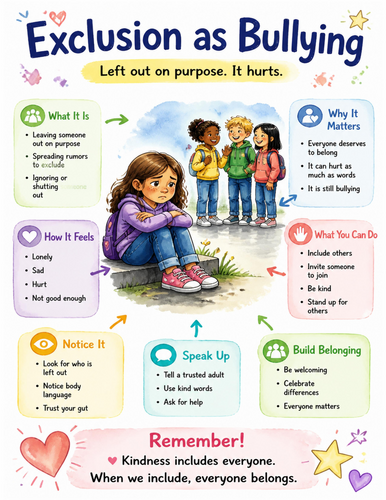 Exclusion as Bullying I Educational Poster I Classroom Decor