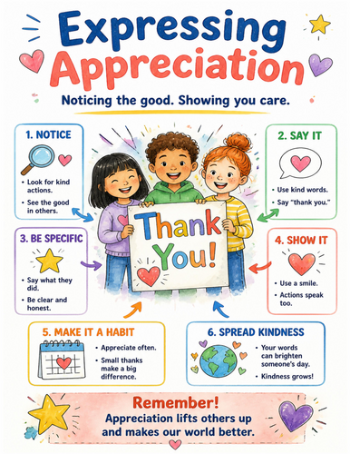 Expressing Appreciation I Educational Poster I Classroom Decor