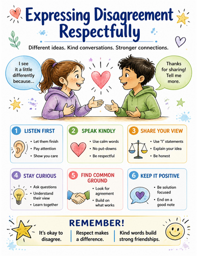 Expressing Disagreement Respectfully I Educational Poster I Classroom Decor