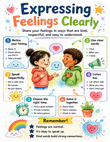 Expressing Feelings Clearly I Educational Poster I Classroom Decor