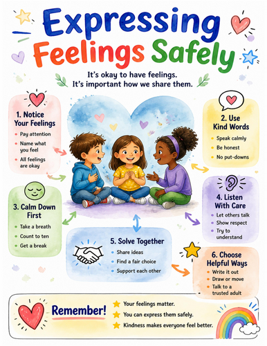 Expressing Feelings Safely I Educational Poster I Classroom Decor