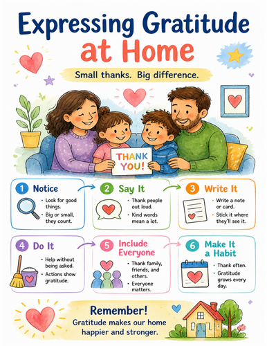 Expressing Gratitude at Home I Educational Poster I Classroom Decor