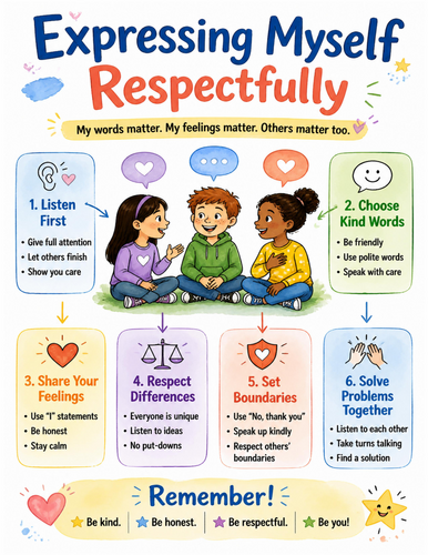 Expressing Myself Respectfully I Educational Poster I Classroom Decor