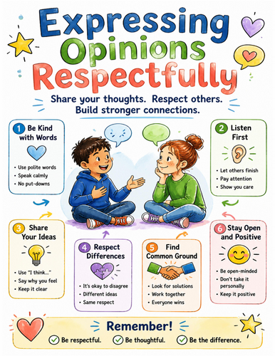 Expressing Opinions Respectfully I Educational Poster I Classroom Decor