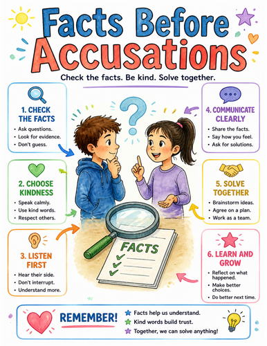 Facts Before Accusations I Educational Poster I Classroom Decor