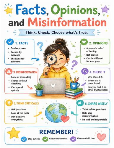 Facts, Opinions, and Misinformation I Educational Poster I Classroom Decor
