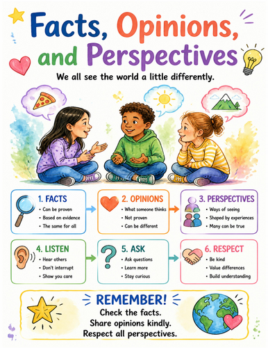 Facts, Opinions, and Perspectives I Educational Poster I Classroom Decor