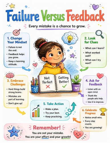 Failure Versus Feedback I Educational Poster I Classroom Decor