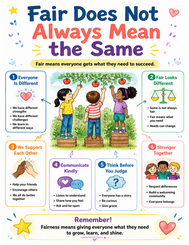 Fair Does Not Always Mean the Same I Educational Poster I Classroom Decor